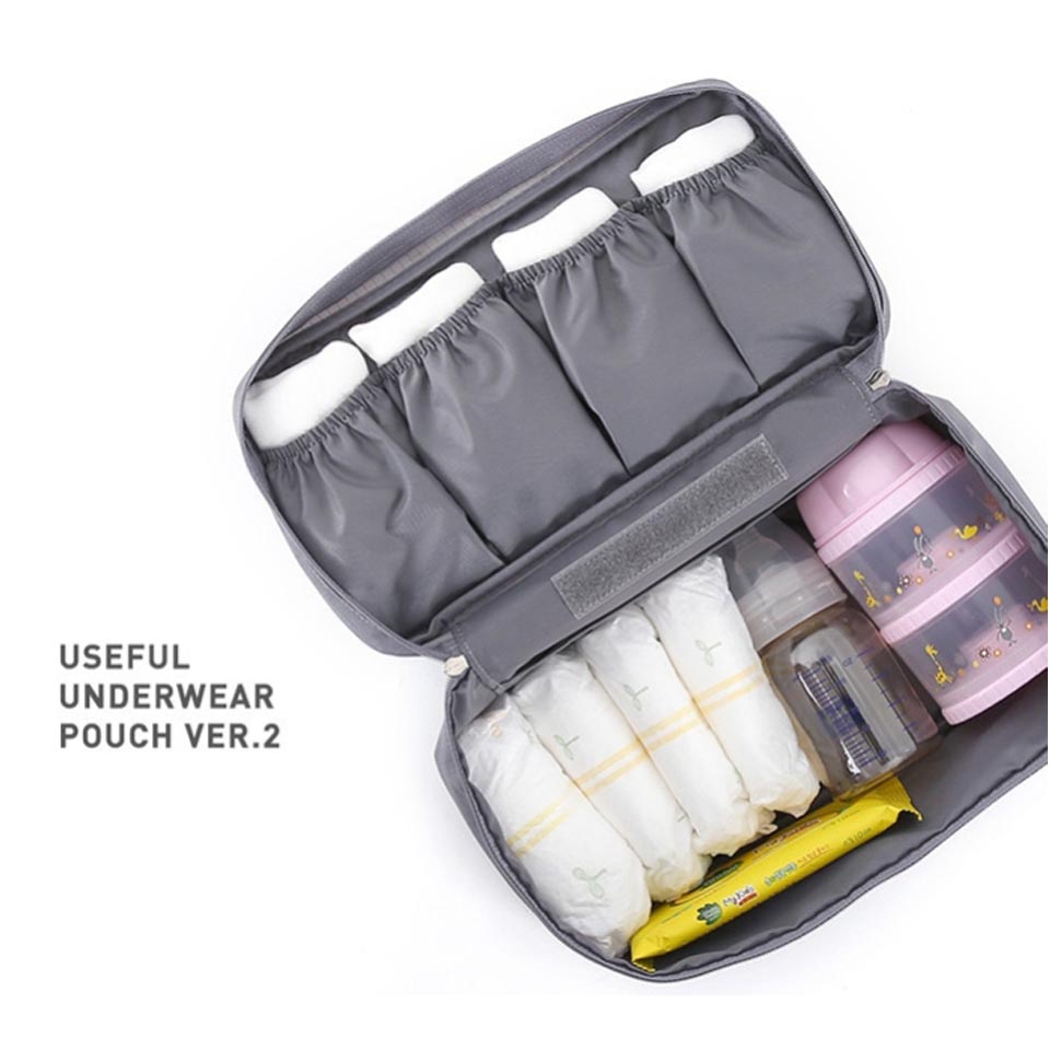 Underwear bag that are easy to carry Made from waterproof nylon (Grey) Angkor Panda