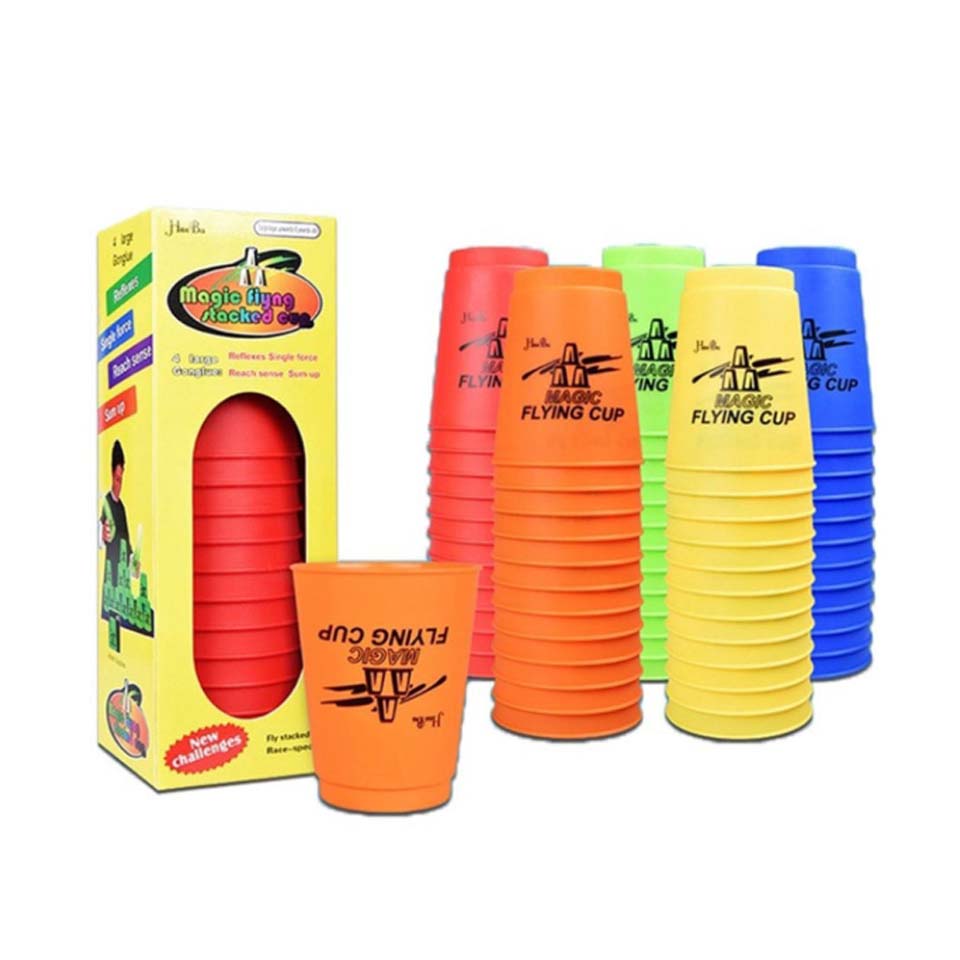 Set of 12 Speed Stacking Cups Magic Flying Sports Quick Cups Challenge Party Toy